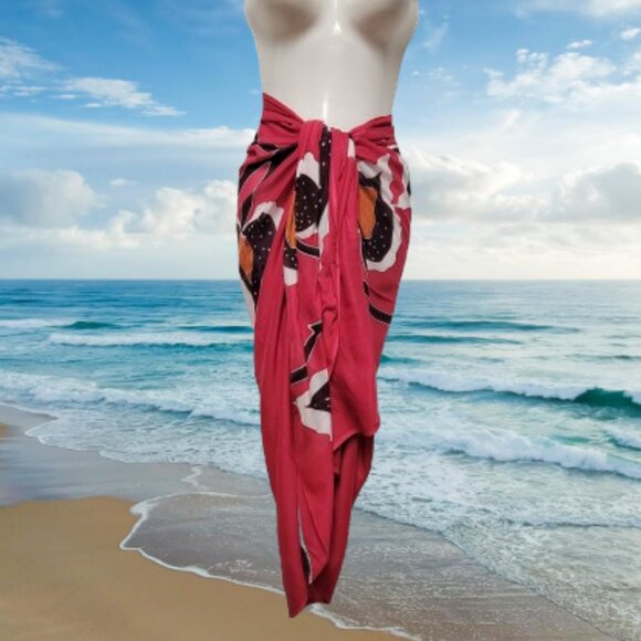 Womens Sarong Pareo Cotton Wrap HandPainted Batik Wrapskirt Beachwear -NEW - Picture 1 of 5